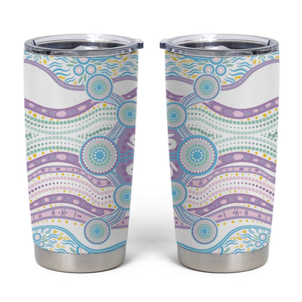 Australian Indigenous Aboriginal Art Tumbler Cup Vivid Pastel Pink Teal