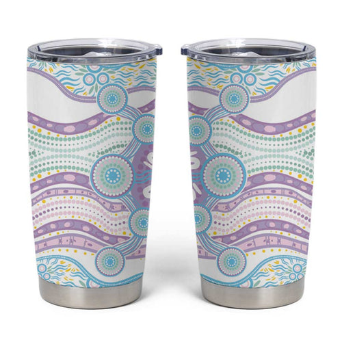 Australian Indigenous Aboriginal Art Tumbler Cup Vivid Pastel Pink Teal