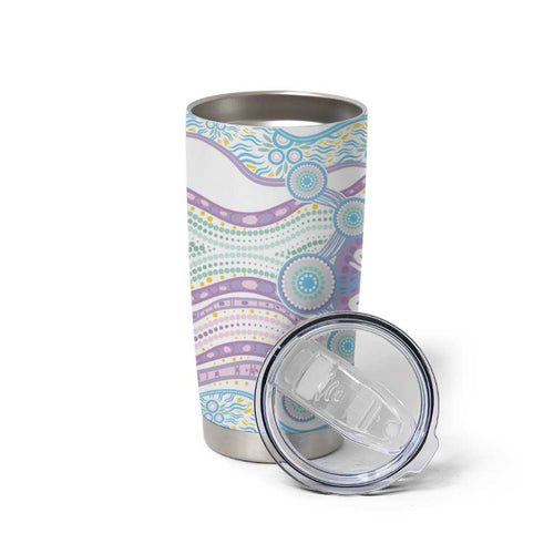 Australian Indigenous Aboriginal Art Tumbler Cup Vivid Pastel Pink Teal