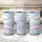 Australian Indigenous Aboriginal Art Tumbler Cup Vivid Pastel Pink Teal