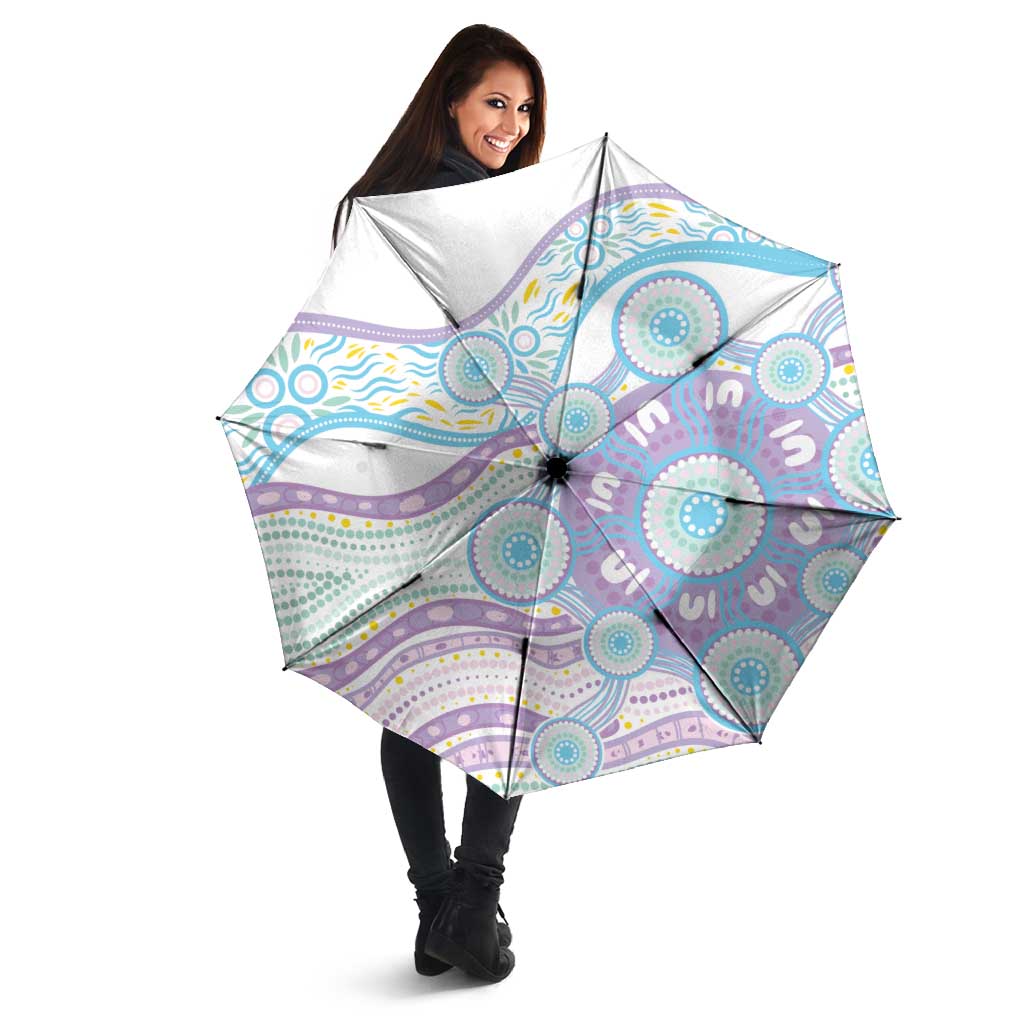 Australian Indigenous Aboriginal Art Umbrella Vivid Pastel Pink Teal