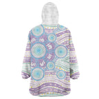 Australian Indigenous Aboriginal Art Wearable Blanket Hoodie Vivid Pastel Pink Teal