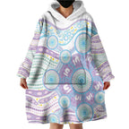 Australian Indigenous Aboriginal Art Wearable Blanket Hoodie Vivid Pastel Pink Teal