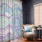 Australian Indigenous Aboriginal Art Window Curtain Vivid Pastel Pink Teal