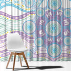 Australian Indigenous Aboriginal Art Window Curtain Vivid Pastel Pink Teal