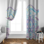 Australian Indigenous Aboriginal Art Window Curtain Vivid Pastel Pink Teal