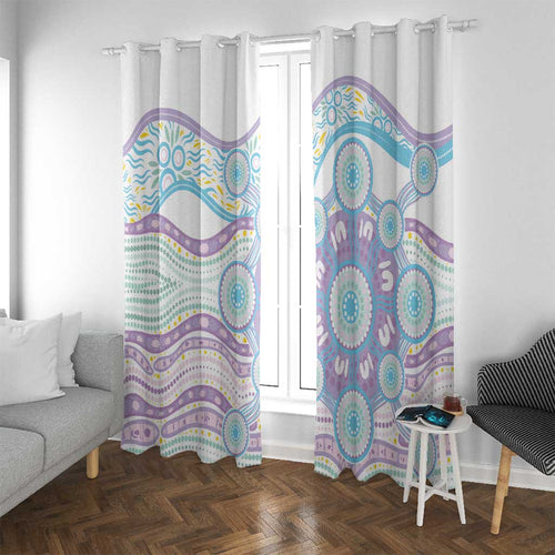Australian Indigenous Aboriginal Art Window Curtain Vivid Pastel Pink Teal