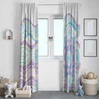 Australian Indigenous Aboriginal Art Window Curtain Vivid Pastel Pink Teal