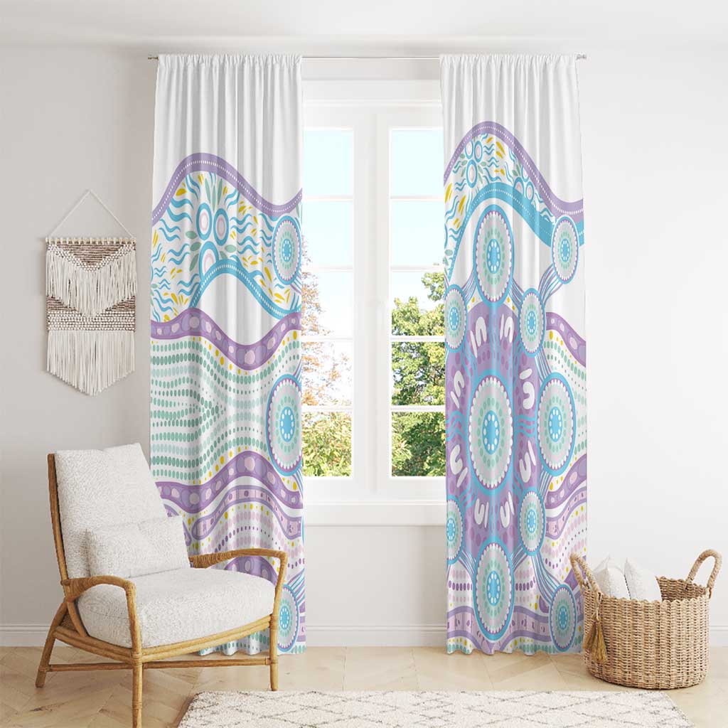 Australian Indigenous Aboriginal Art Window Curtain Vivid Pastel Pink Teal