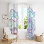 Australian Indigenous Aboriginal Art Window Curtain Vivid Pastel Pink Teal