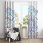 Australian Indigenous Aboriginal Art Window Curtain Vivid Pastel Pink Teal