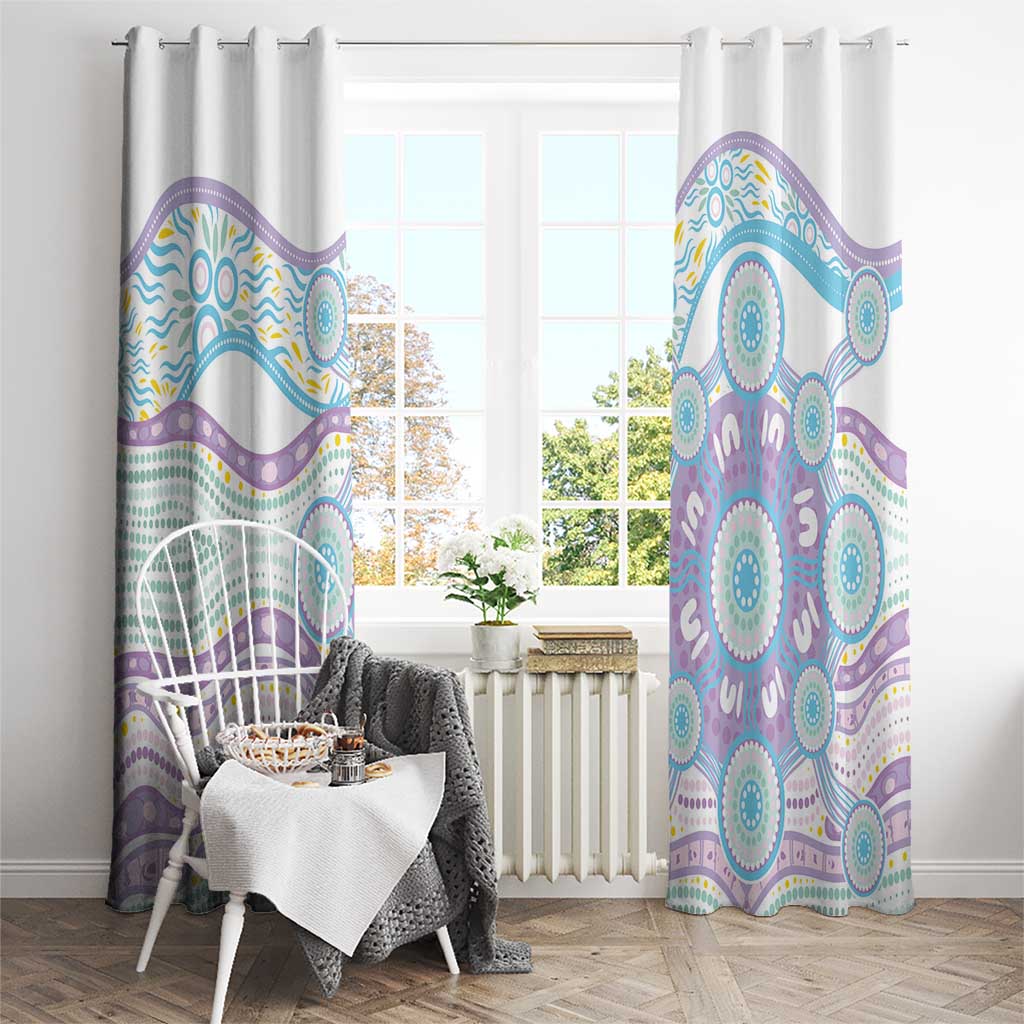 Australian Indigenous Aboriginal Art Window Curtain Vivid Pastel Pink Teal