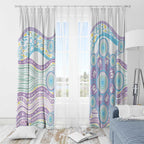 Australian Indigenous Aboriginal Art Window Curtain Vivid Pastel Pink Teal