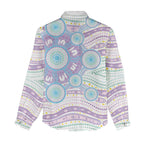 Australian Indigenous Aboriginal Art Women Casual Shirt Vivid Pastel Pink Teal