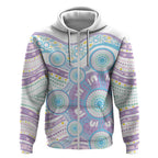Australian Indigenous Aboriginal Art Zip Hoodie Vivid Pastel Pink Teal