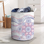 Australian Indigenous Aboriginal Art Laundry Basket Vivid Pastel Peach Purple