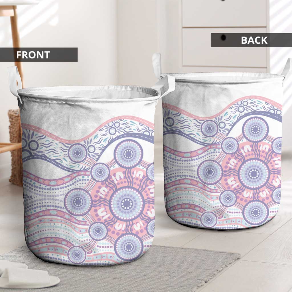 Australian Indigenous Aboriginal Art Laundry Basket Vivid Pastel Peach Purple