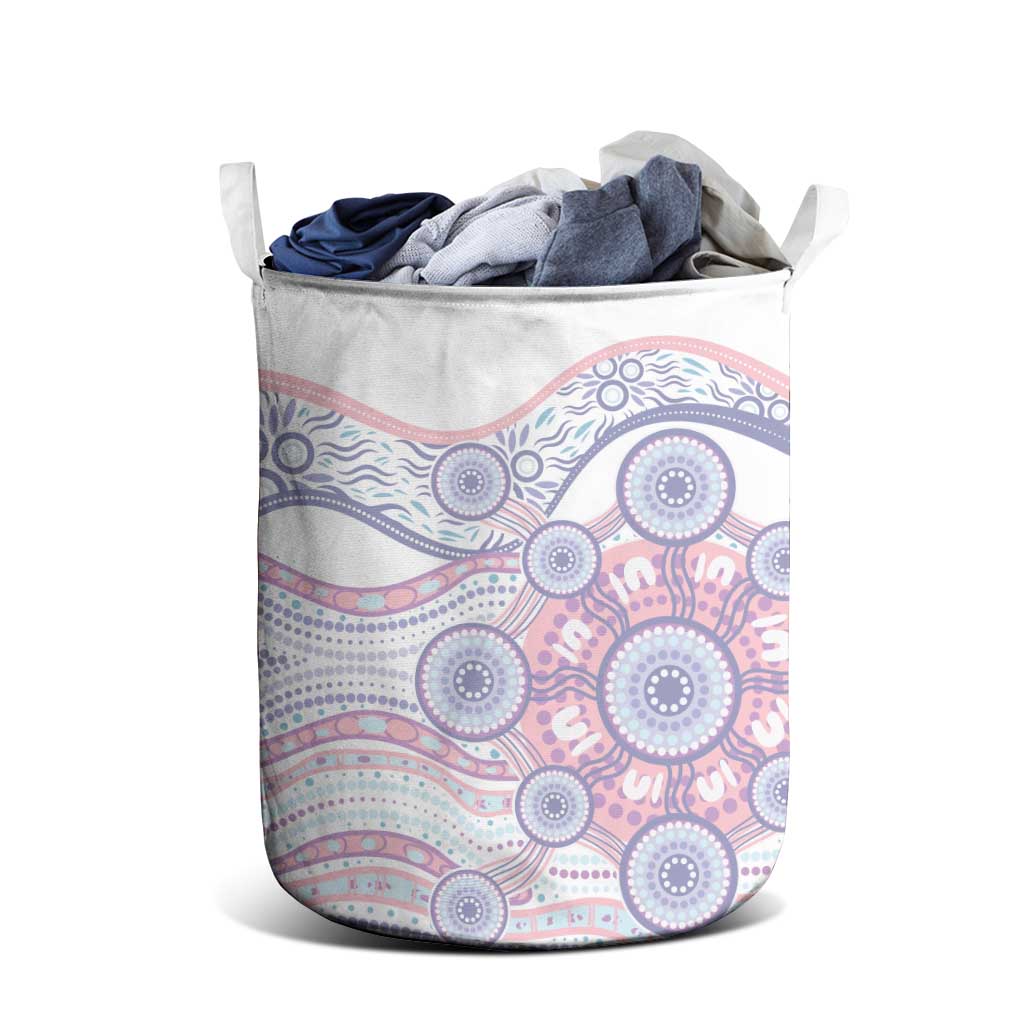 Australian Indigenous Aboriginal Art Laundry Basket Vivid Pastel Peach Purple