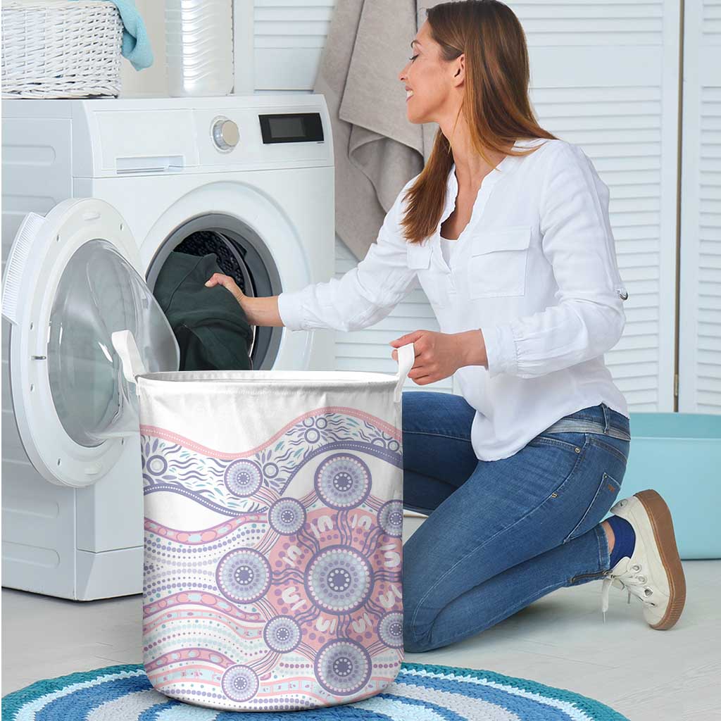 Australian Indigenous Aboriginal Art Laundry Basket Vivid Pastel Peach Purple