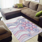 Australian Indigenous Aboriginal Art Area Rug Vivid Pastel Peach Purple