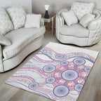 Australian Indigenous Aboriginal Art Area Rug Vivid Pastel Peach Purple