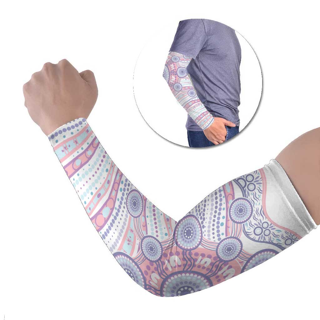 Australian Indigenous Aboriginal Art Arm Sleeves Vivid Pastel Peach Purple