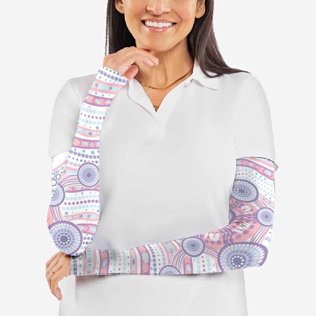 Australian Indigenous Aboriginal Art Arm Sleeves Vivid Pastel Peach Purple