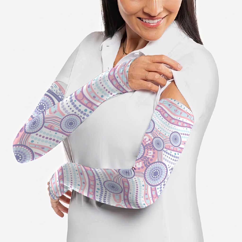 Australian Indigenous Aboriginal Art Arm Sleeves Vivid Pastel Peach Purple
