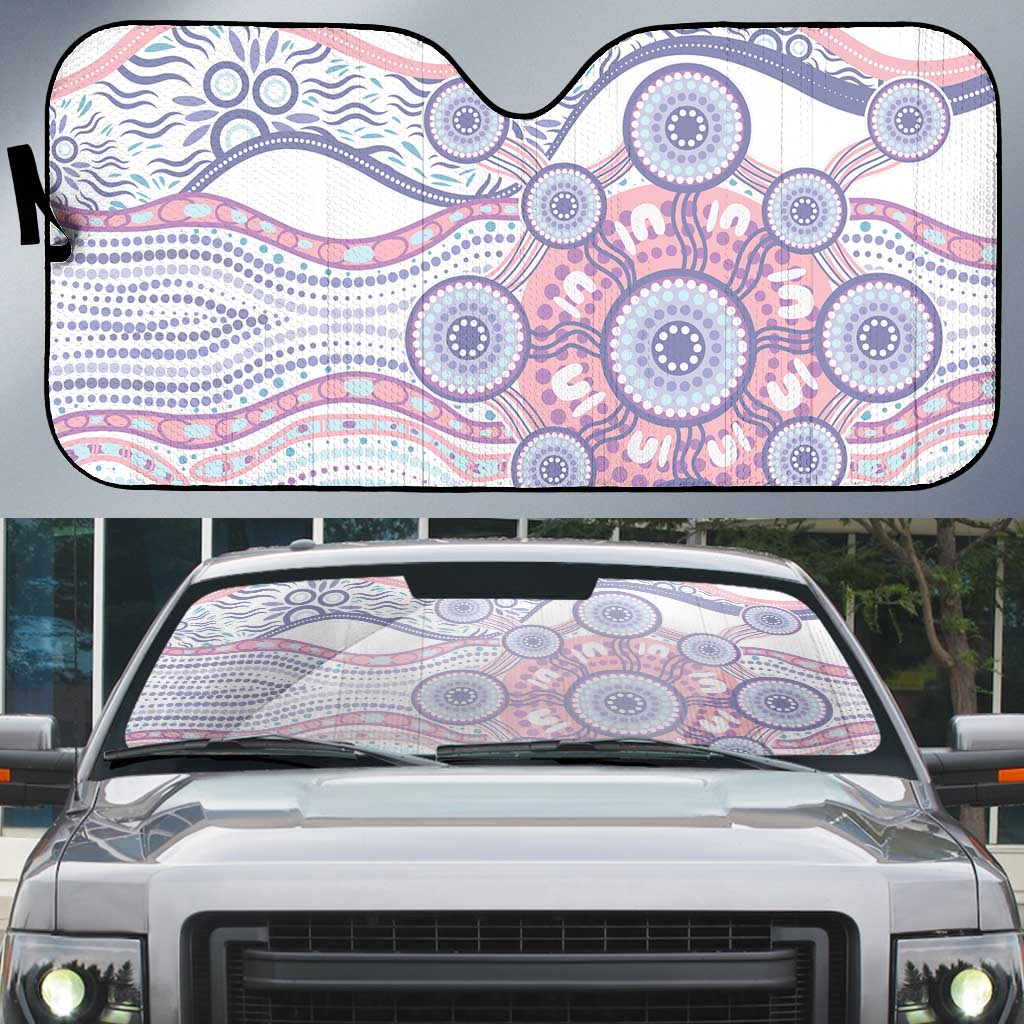 Australian Indigenous Aboriginal Art Auto Sun Shade Vivid Pastel Peach Purple