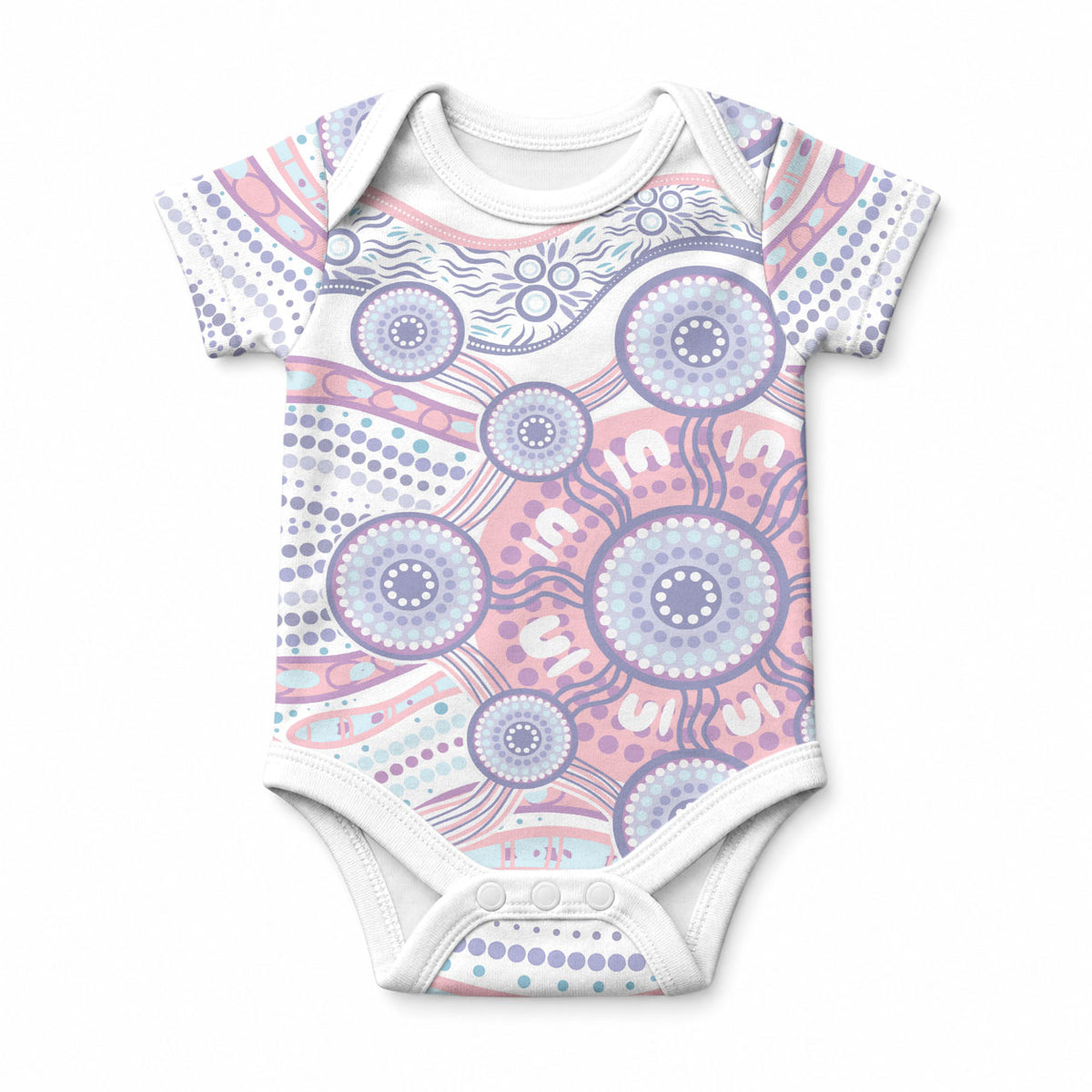 Australian Indigenous Aboriginal Art Baby Onesie Vivid Pastel Peach Purple