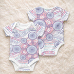 Australian Indigenous Aboriginal Art Baby Onesie Vivid Pastel Peach Purple