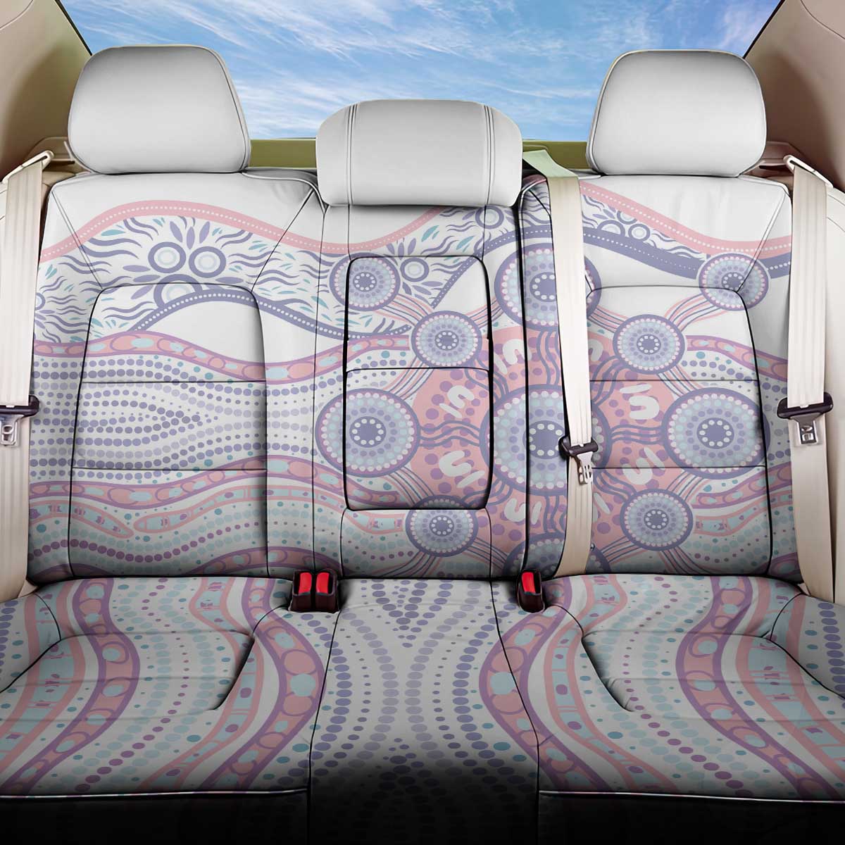 Australian Indigenous Aboriginal Art Back Car Seat Cover Vivid Pastel Peach Purple