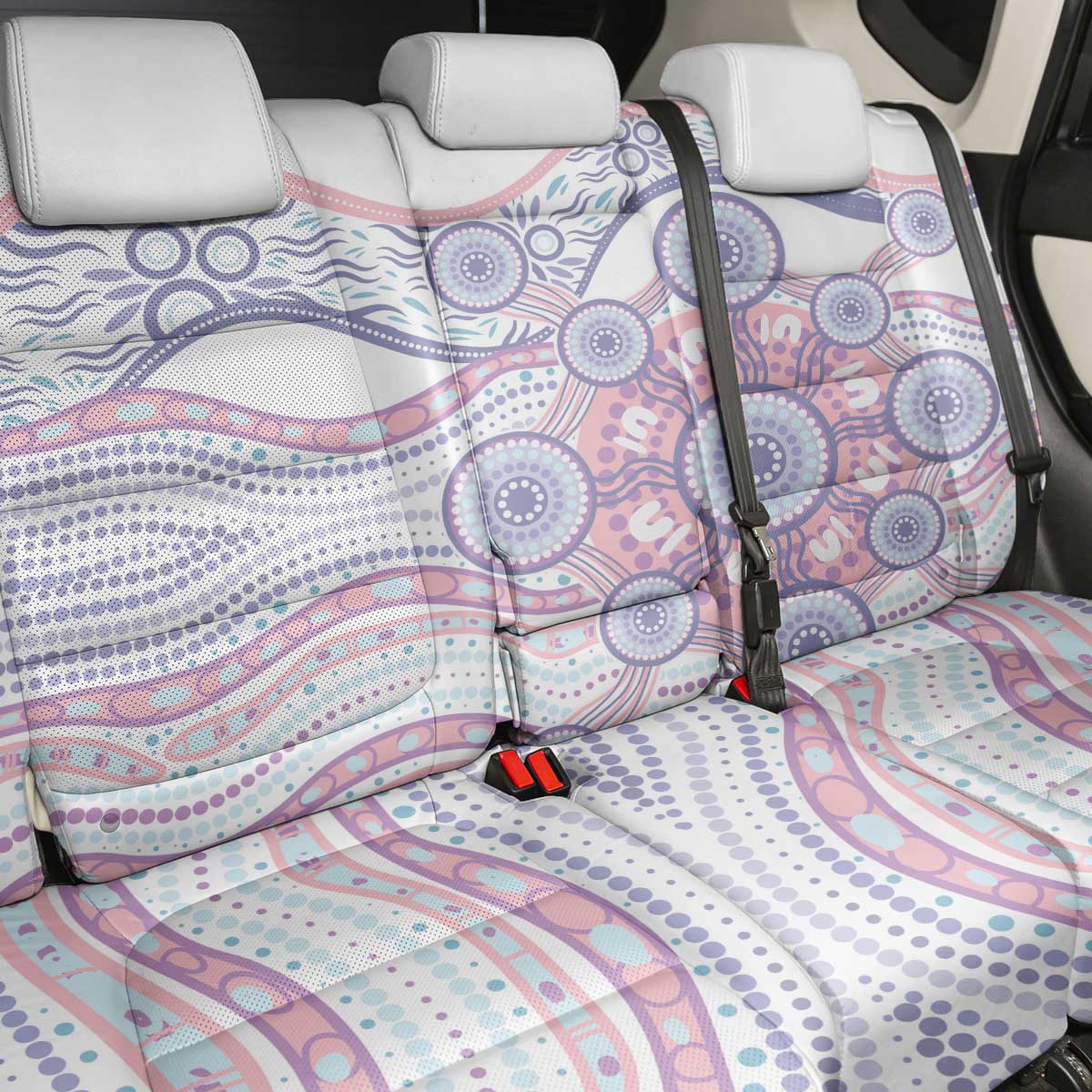 Australian Indigenous Aboriginal Art Back Car Seat Cover Vivid Pastel Peach Purple