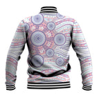 Australian Indigenous Aboriginal Art Baseball Jacket Vivid Pastel Peach Purple