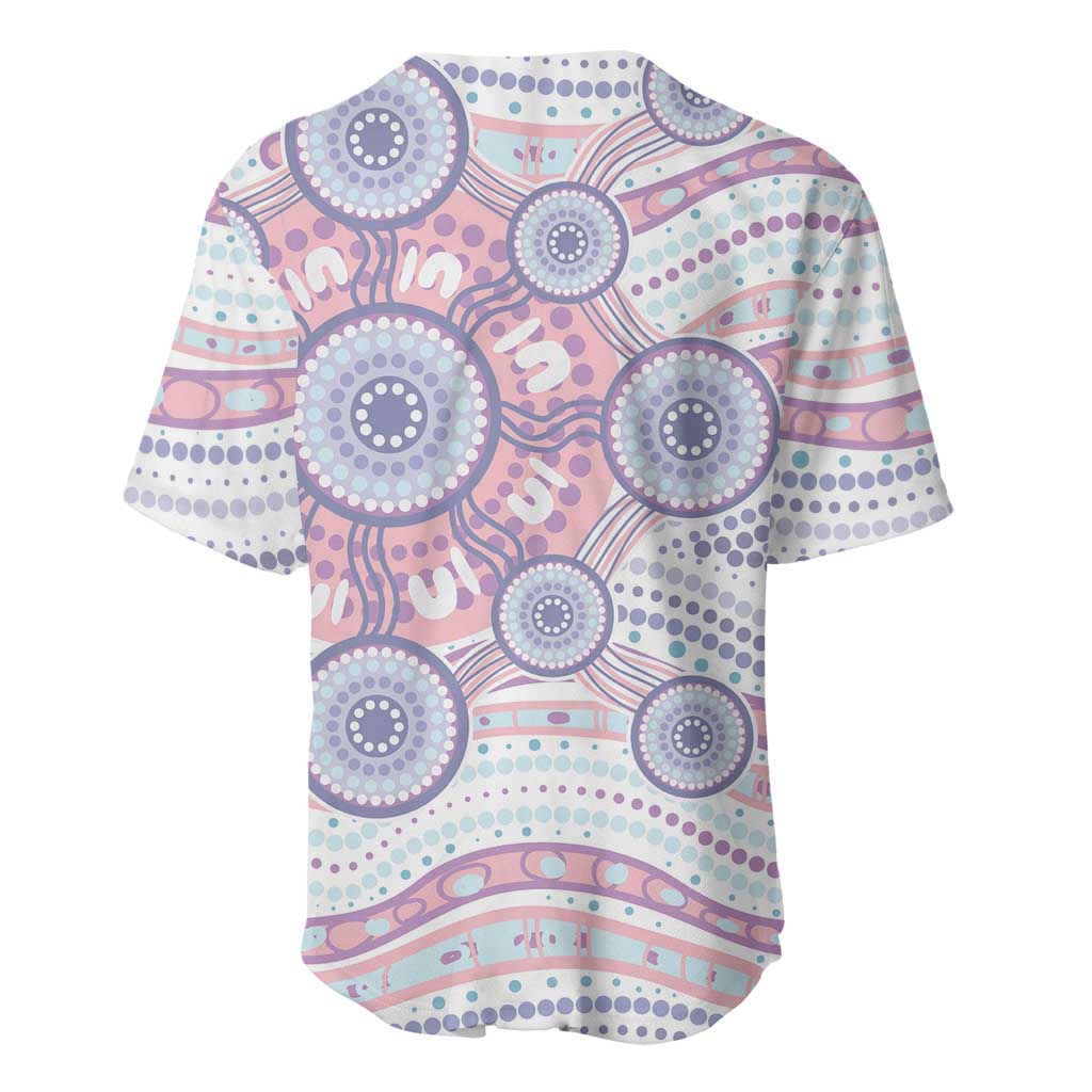 Australian Indigenous Aboriginal Art Baseball Jersey Vivid Pastel Peach Purple