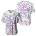 Australian Indigenous Aboriginal Art Baseball Jersey Vivid Pastel Peach Purple