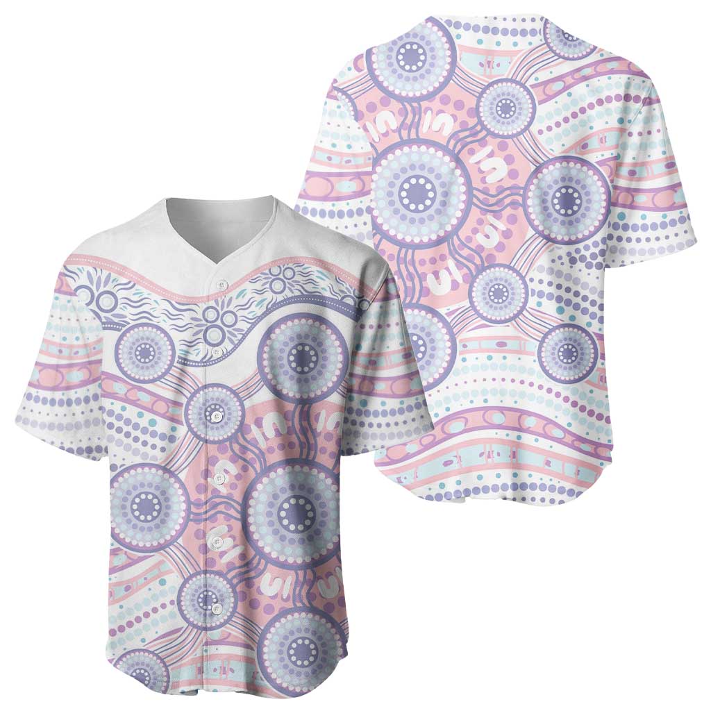 Australian Indigenous Aboriginal Art Baseball Jersey Vivid Pastel Peach Purple