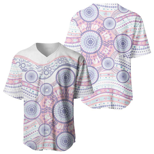 Australian Indigenous Aboriginal Art Baseball Jersey Vivid Pastel Peach Purple