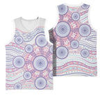 Australian Indigenous Aboriginal Art Basketball Jersey Vivid Pastel Peach Purple