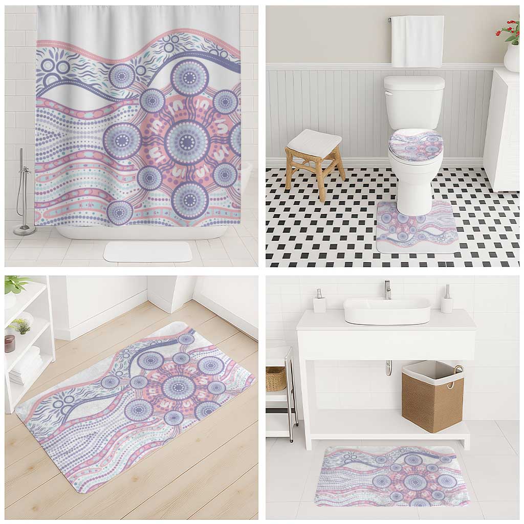 Australian Indigenous Aboriginal Art Bathroom Set Vivid Pastel Peach Purple