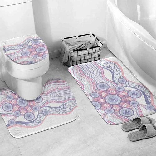 Australian Indigenous Aboriginal Art Bathroom Set Vivid Pastel Peach Purple