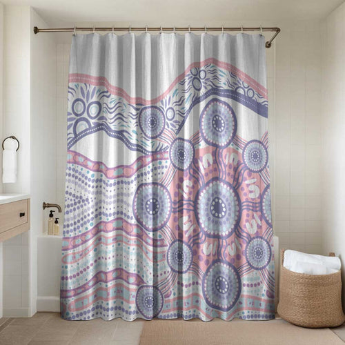 Australian Indigenous Aboriginal Art Bathroom Set Vivid Pastel Peach Purple