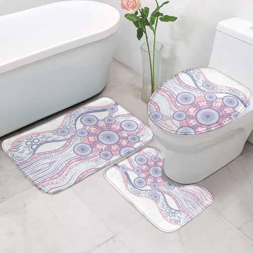 Australian Indigenous Aboriginal Art Bathroom Set Vivid Pastel Peach Purple