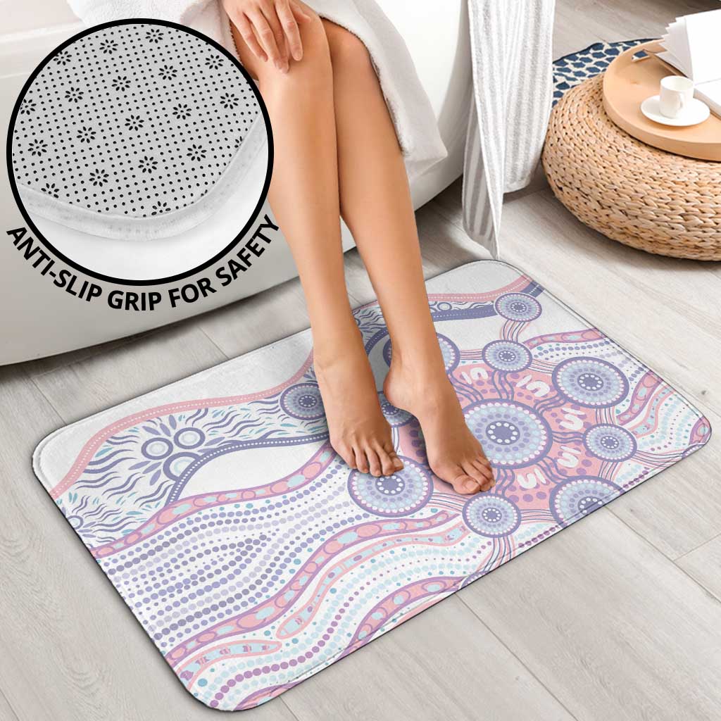 Australian Indigenous Aboriginal Art Bathroom Set Vivid Pastel Peach Purple
