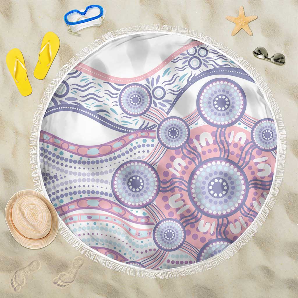Australian Indigenous Aboriginal Art Beach Blanket Vivid Pastel Peach Purple