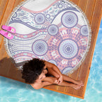 Australian Indigenous Aboriginal Art Beach Blanket Vivid Pastel Peach Purple