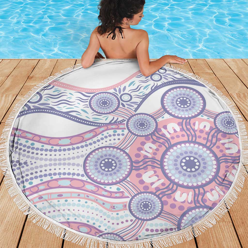 Australian Indigenous Aboriginal Art Beach Blanket Vivid Pastel Peach Purple