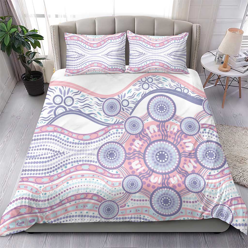 Australian Indigenous Aboriginal Art Bedding Set Vivid Pastel Peach Purple