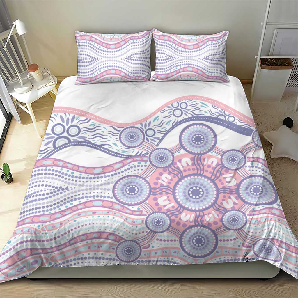 Australian Indigenous Aboriginal Art Bedding Set Vivid Pastel Peach Purple