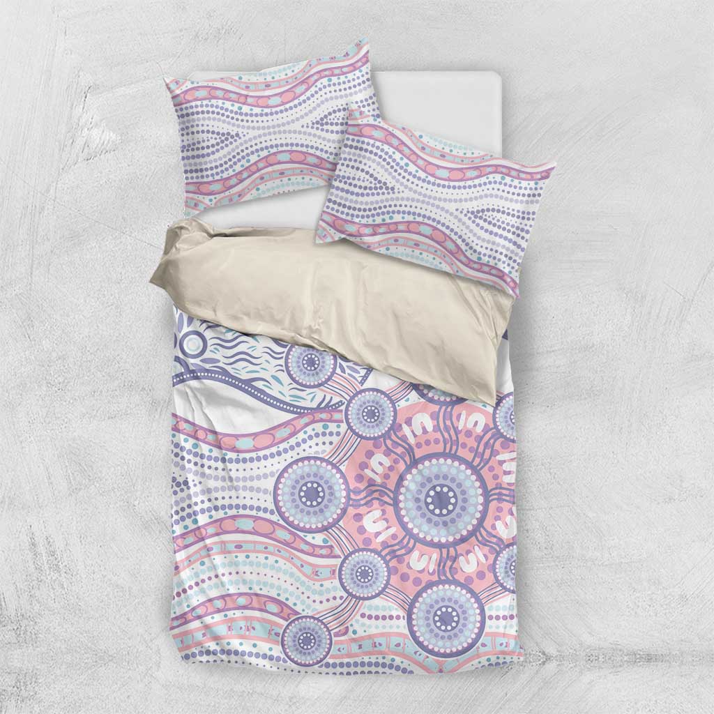 Australian Indigenous Aboriginal Art Bedding Set Vivid Pastel Peach Purple